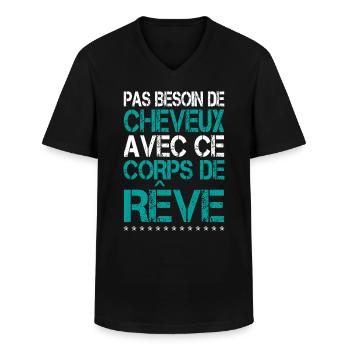 Pas besoin de cheveux avec ce corps de rêve - T-shirt col V Homme - noir - Devant - AI Model Male 178 dark (178cm)