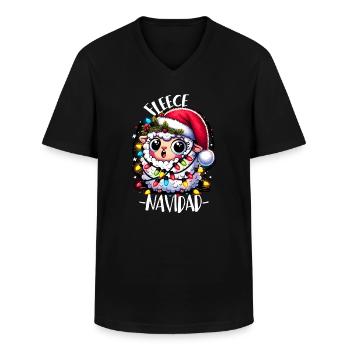 Fleece Navidad Weihnachten Geschenk Lustig Sprüche - Männer-T-Shirt mit V-Ausschnitt - Schwarz - Vorne - AI Model Male 178 dark (178cm)