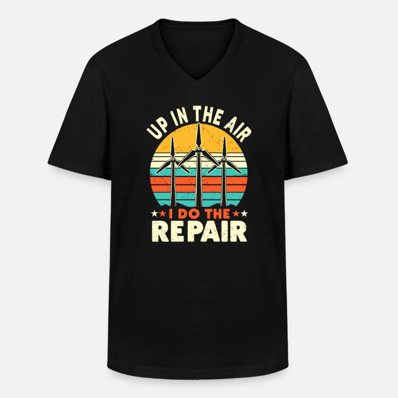 Windrad Kletterer Industriekletterer Geschenk - Männer-T-Shirt mit V-Ausschnitt - Schwarz