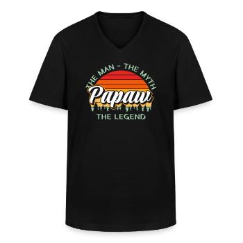 Papa Père Grand-père Idée Cadeau Papaw Disant Rétro - T-shirt col V Homme - noir - Devant - AI Model Male 178 dark (178cm)