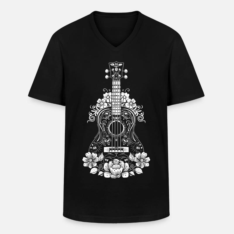 Ukulele Comic-Stil - Männer-T-Shirt mit V-Ausschnitt - Schwarz
