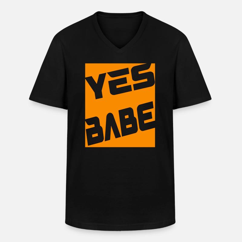 Yes Babe - Männer-T-Shirt mit V-Ausschnitt - Schwarz