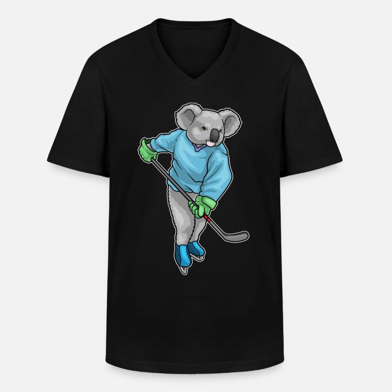 Koala Eishockey Eishockeyschläger - Männer-T-Shirt mit V-Ausschnitt - Schwarz