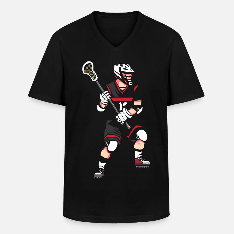 Lacrosse Spieler Pixel - Männer-T-Shirt mit V-Ausschnitt - Schwarz