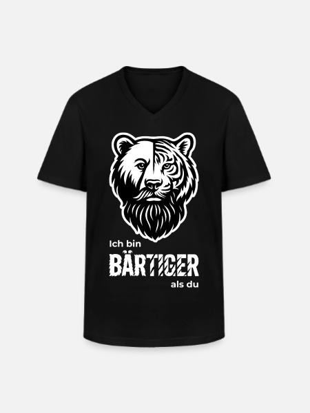 BEARDED Bear & Tiger Beard Pun - Men's V-Neck T-Shirt - black