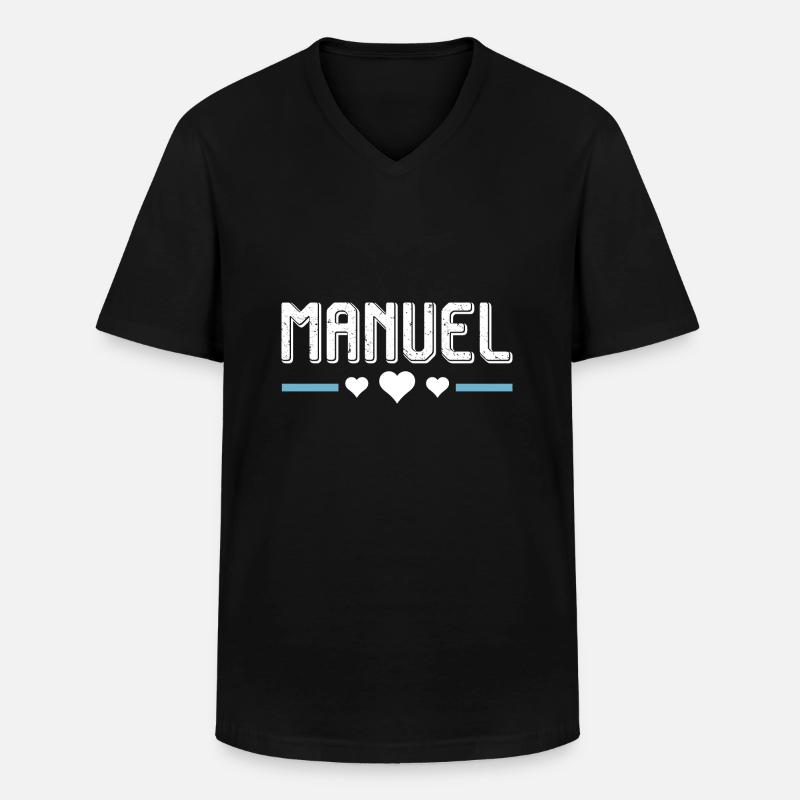 Manuel - Männer-T-Shirt mit V-Ausschnitt - Schwarz