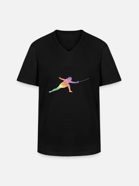 Fechten Sport - Männer-T-Shirt mit V-Ausschnitt - Schwarz