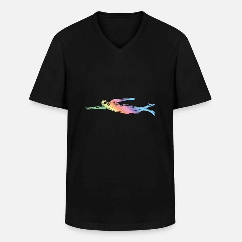 Schwimmen Silhouette - Männer-T-Shirt mit V-Ausschnitt - Schwarz