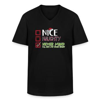 Christmas Xmas Saying Funny Witty Humor - Men's V-Neck T-Shirt - black - Front - AI Model Male 178 dark (178cm)