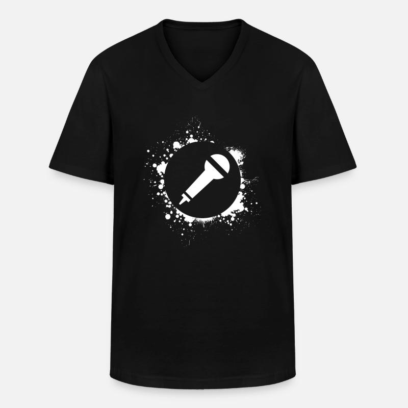 Mikro Mikrofon Singen - Männer-T-Shirt mit V-Ausschnitt - Schwarz
