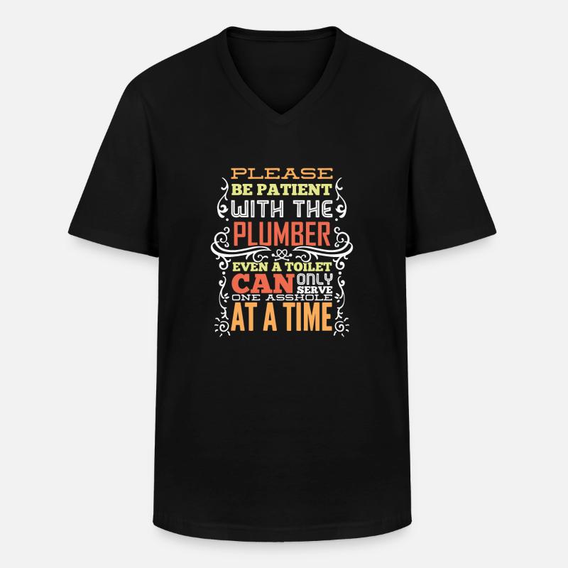 Klempner Spruch Lustig Geschenk - Männer-T-Shirt mit V-Ausschnitt - Schwarz