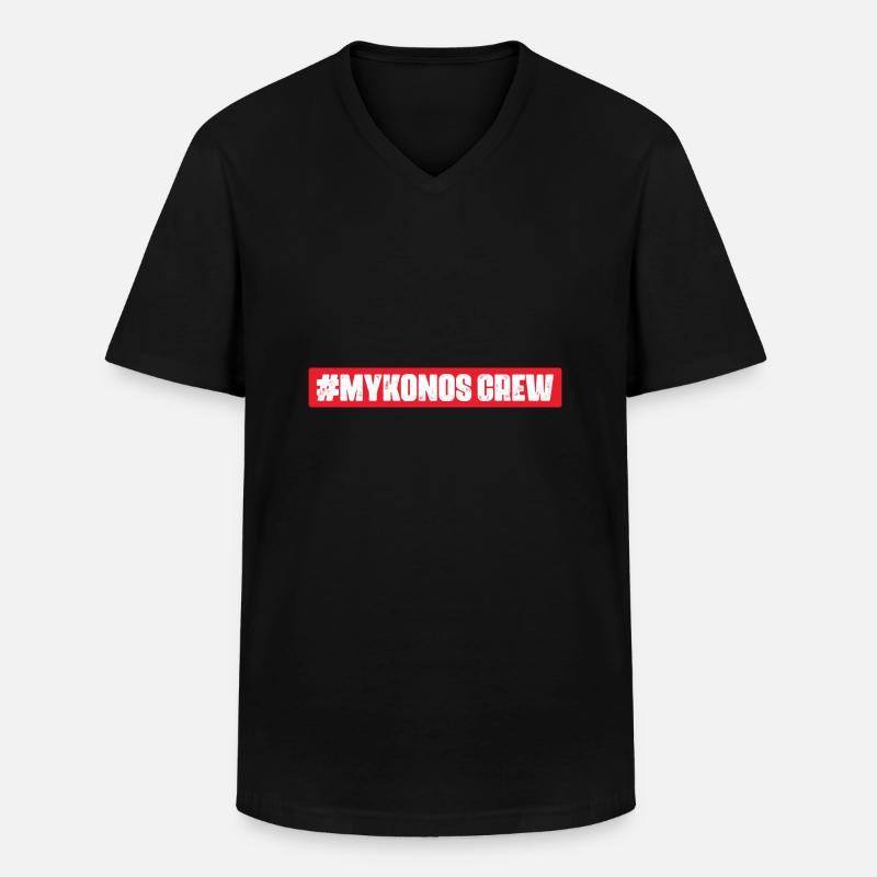 Mykonos Crew - Männer-T-Shirt mit V-Ausschnitt - Schwarz