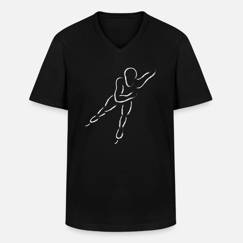 Speedskater, Shorttrack oder Eisschnellläufer - Männer-T-Shirt mit V-Ausschnitt - Schwarz