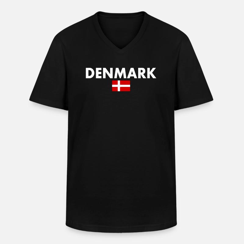 Dänemark - Männer-T-Shirt mit V-Ausschnitt - Schwarz