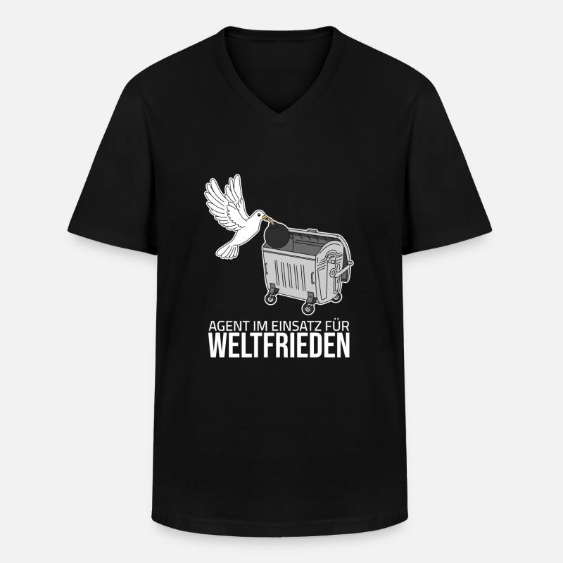 Weltfrieden - Agent im Einsatz - Männer-T-Shirt mit V-Ausschnitt - Schwarz