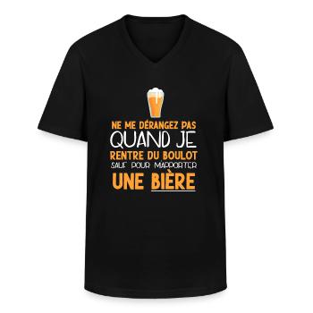 Phrase drôle alcool bière beauf - T-shirt col V Homme - noir - Devant - AI Model Male 178 dark (178cm)