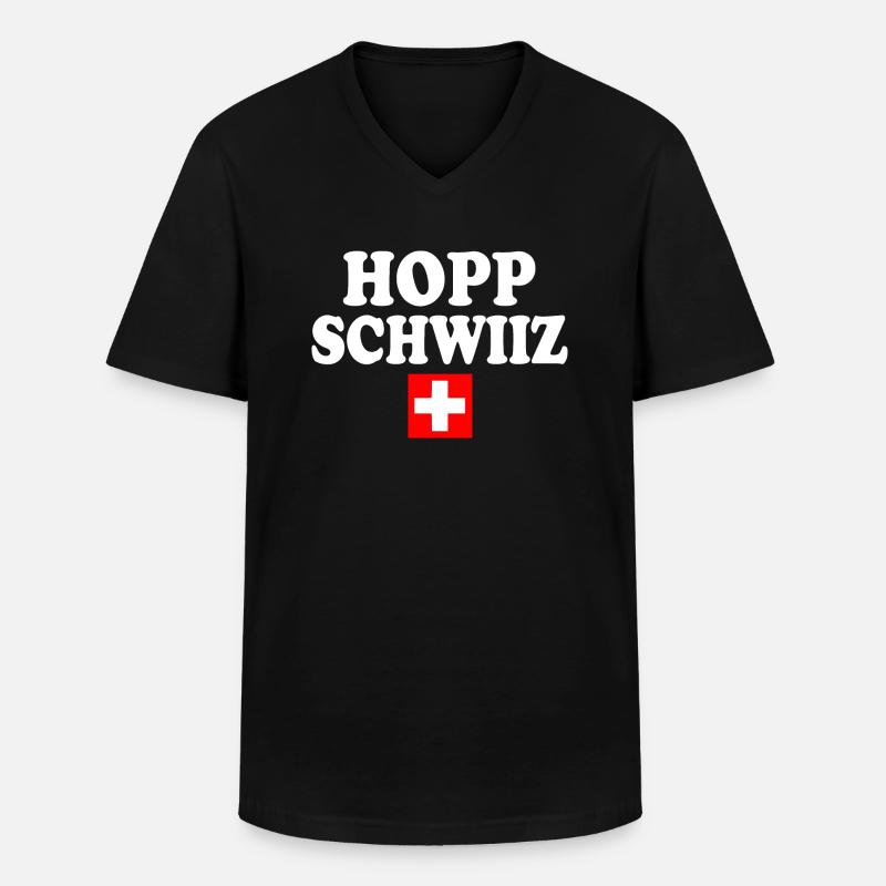 Hopp schwiiz - Männer-T-Shirt mit V-Ausschnitt - Schwarz