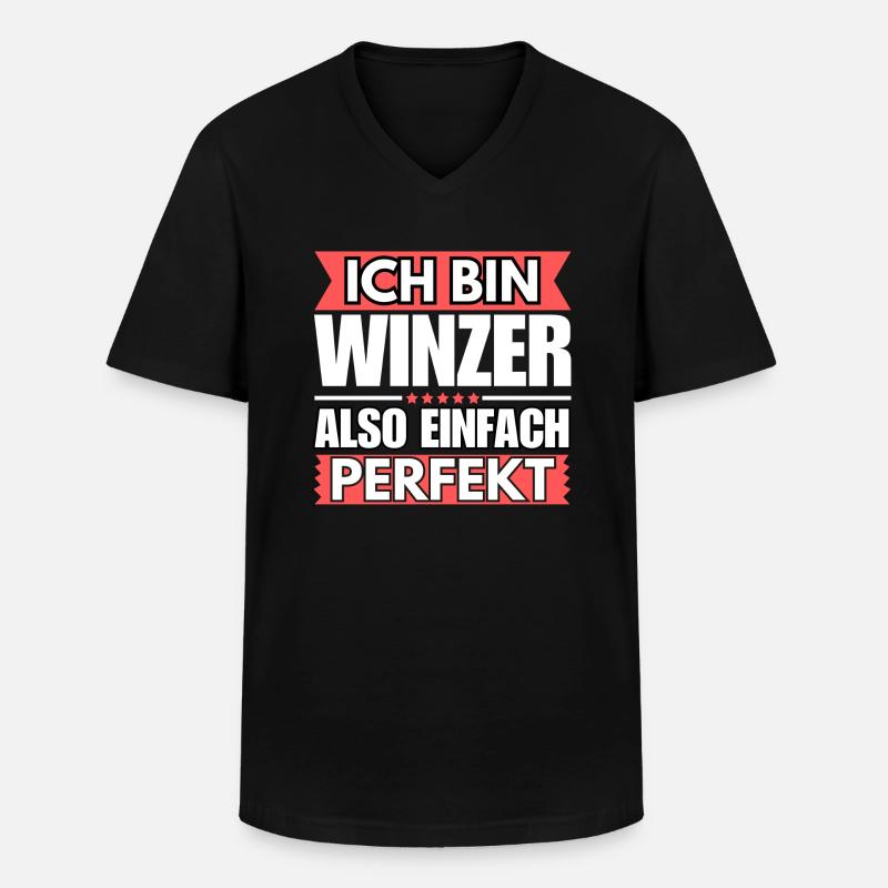 Einfach ein Perfekter Winzer - Männer-T-Shirt mit V-Ausschnitt - Schwarz