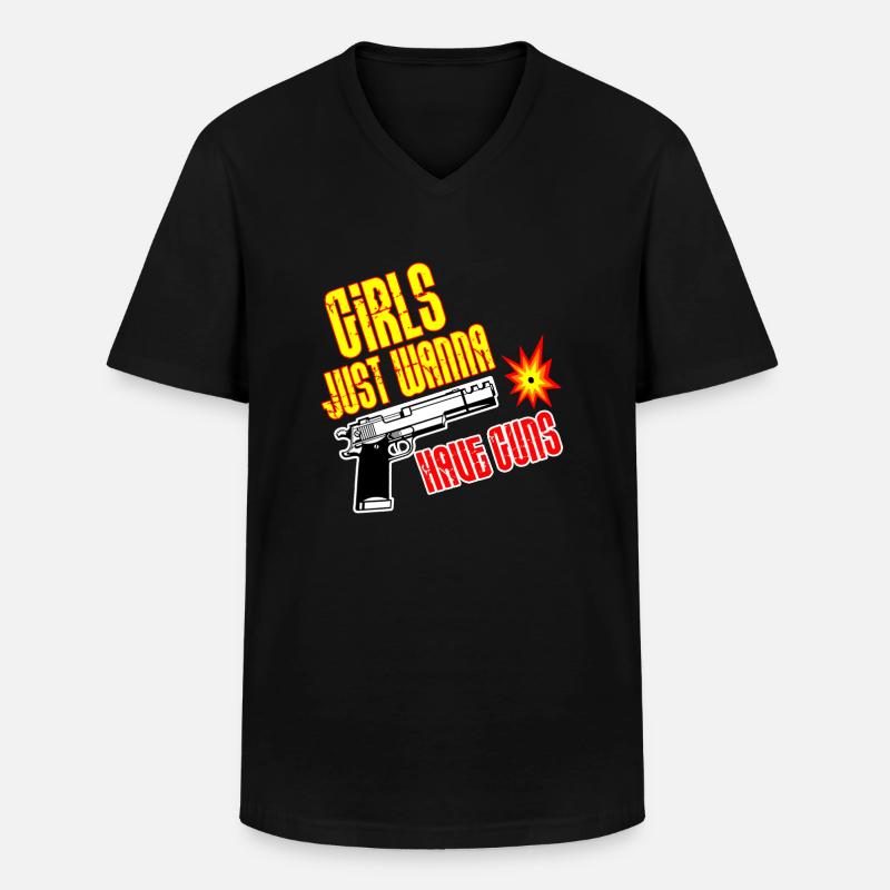 Mädchen-Gewehr-Kugel-Waffen-Kugel-Pistolen-Geschenk - Männer-T-Shirt mit V-Ausschnitt - Schwarz