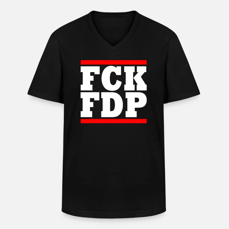 Fck fdp - Männer-T-Shirt mit V-Ausschnitt - Schwarz