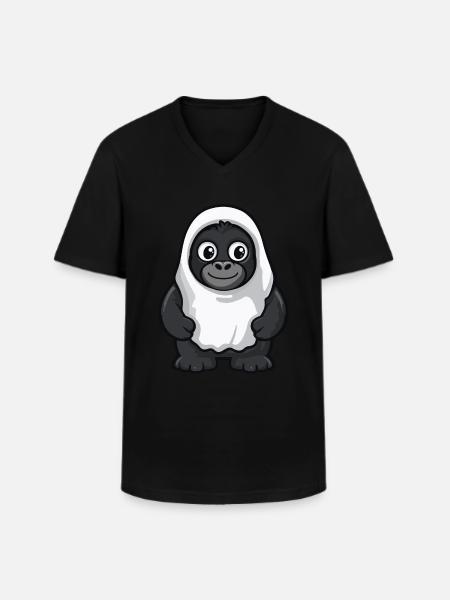 Gorilla Halloween Funny Ghost - Men's V-Neck T-Shirt - black