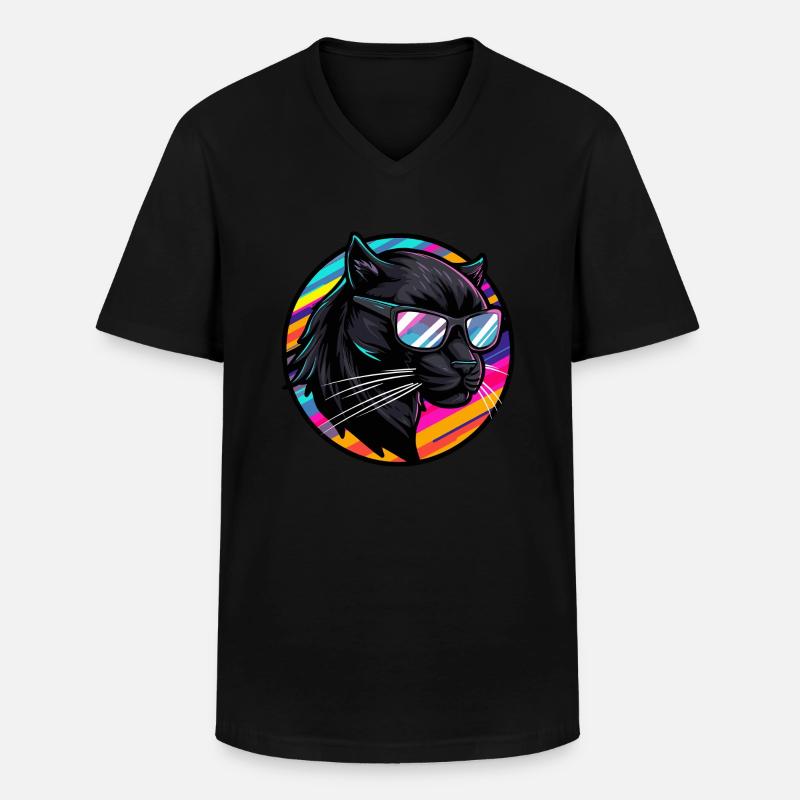 Panther Comic Cool - Männer-T-Shirt mit V-Ausschnitt - Schwarz