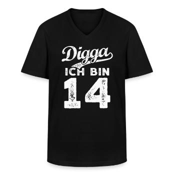 Digga Ich Bin 14 Jahre 14. Geburtstag - Männer-T-Shirt mit V-Ausschnitt - Schwarz - Vorne - AI Model Male 178 dark (178cm)