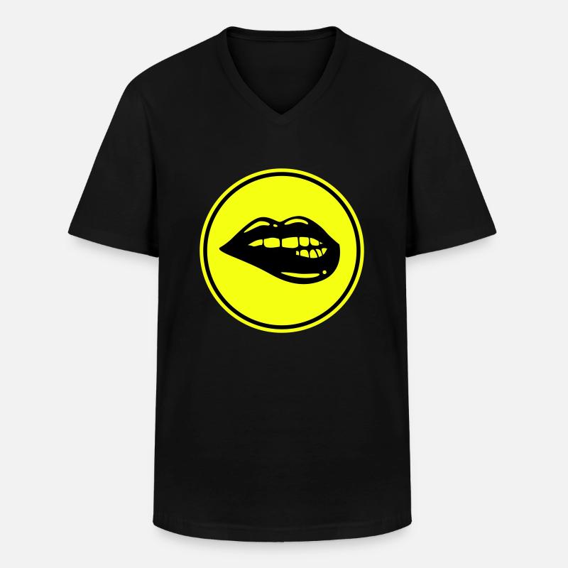 Lippen symbol - Männer-T-Shirt mit V-Ausschnitt - Schwarz
