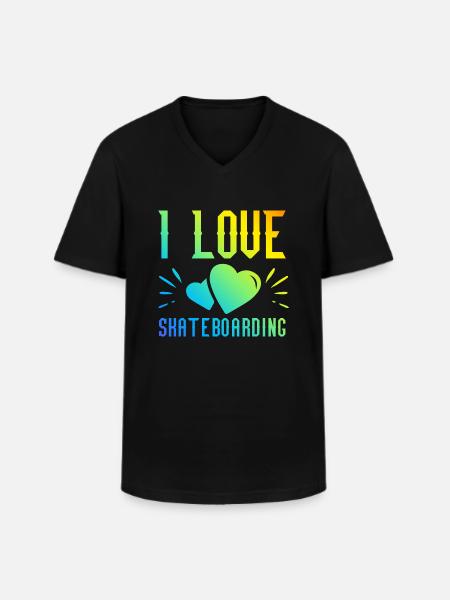Ich Liebe Skateboard - Männer-T-Shirt mit V-Ausschnitt - Schwarz