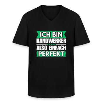 Einfach ein Perfekter Handwerker - Männer-T-Shirt mit V-Ausschnitt - Schwarz - Vorne - AI Model Male 178 dark (178cm)