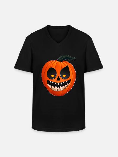 Halloween Pumpkin Lantern - Men's V-Neck T-Shirt - black