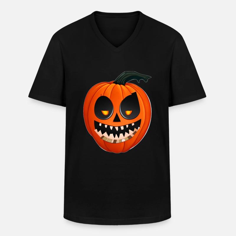 Halloween Kürbislaterne - Männer-T-Shirt mit V-Ausschnitt - Schwarz
