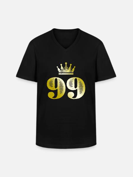 99 Número Corona Oro - Camiseta con cuello de pico hombre - negro