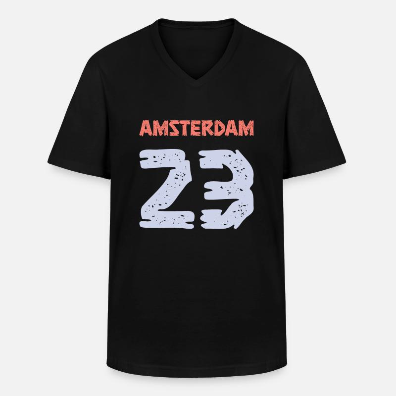 Amsterdam 23 Trikot 2023 - Männer-T-Shirt mit V-Ausschnitt - Schwarz
