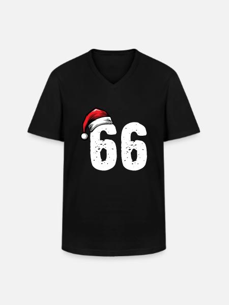66 Numéro Noël - T-shirt col V Homme - noir