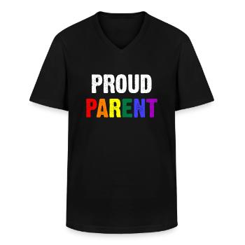 Parent fier - T-shirt col V Homme - noir - Devant - AI Model Male 178 dark (178cm)