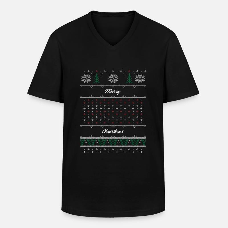 Weihnachts Muster - Männer-T-Shirt mit V-Ausschnitt - Schwarz