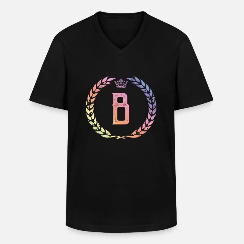 B Buchstabe Kranz - Männer-T-Shirt mit V-Ausschnitt - Schwarz