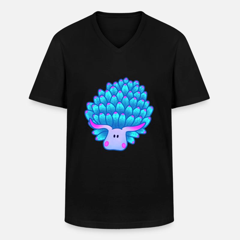 Blattschnecke, Blaue Meeresschnecke - Männer-T-Shirt mit V-Ausschnitt - Schwarz