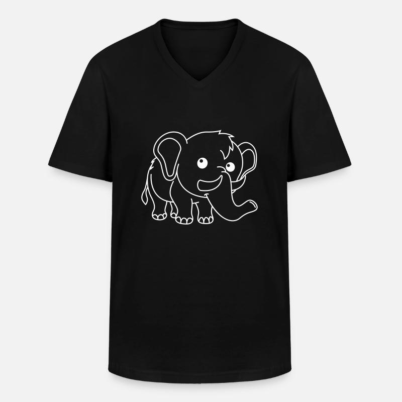 Mammut Comic Tier - Männer-T-Shirt mit V-Ausschnitt - Schwarz