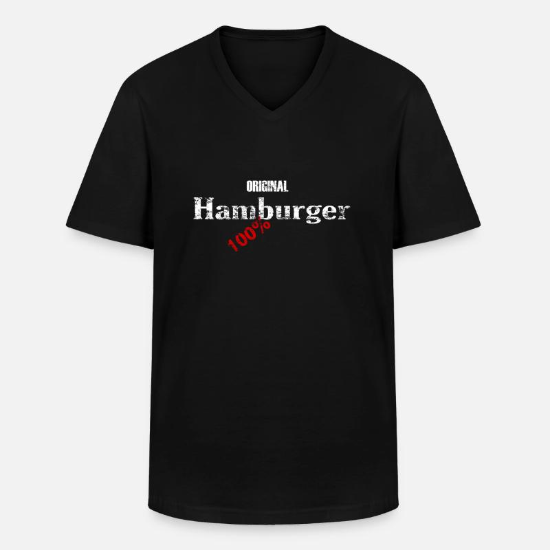 Original Hamburger - 100% - Männer-T-Shirt mit V-Ausschnitt - Schwarz