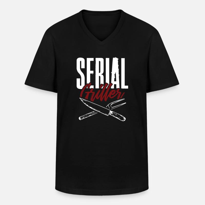 serial griller - Männer-T-Shirt mit V-Ausschnitt - Schwarz