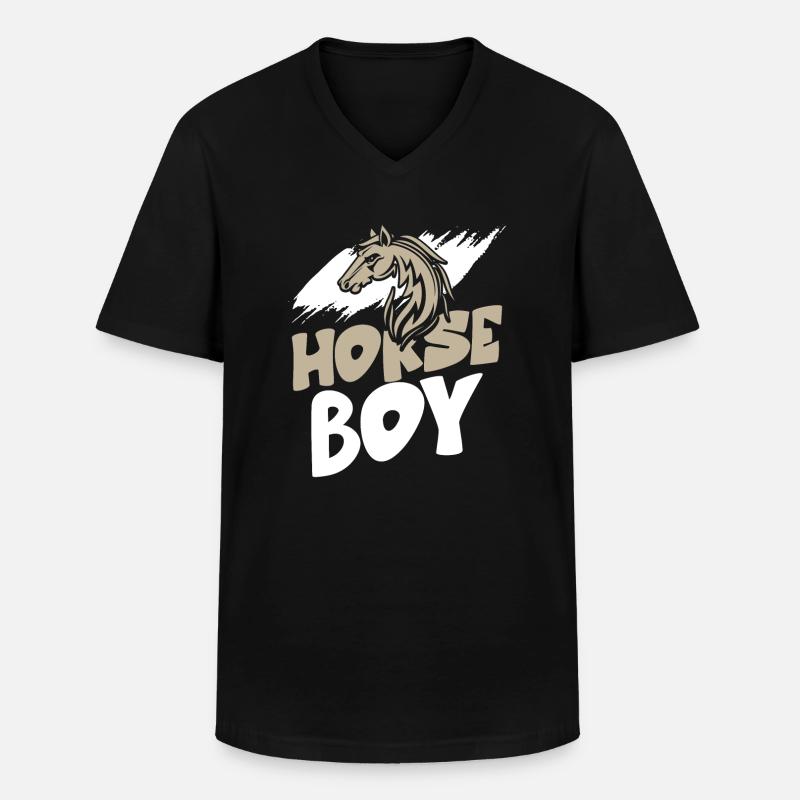 pferde junge - Männer-T-Shirt mit V-Ausschnitt - Schwarz