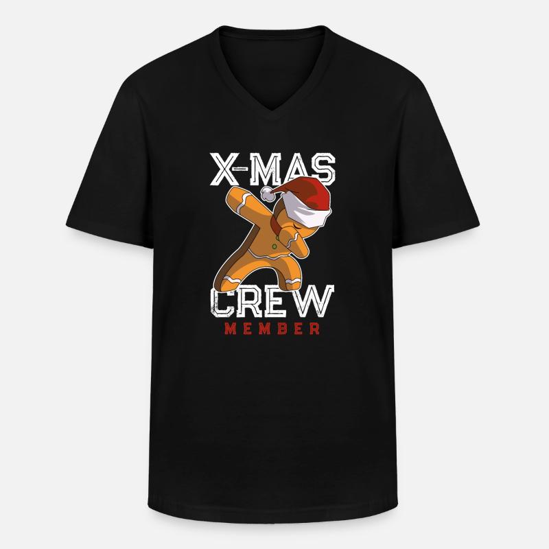 lebkuchenmann xmas crew - Männer-T-Shirt mit V-Ausschnitt - Schwarz