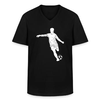 Fußball Silhouette - Männer-T-Shirt mit V-Ausschnitt - Schwarz - Vorne - AI Model Male 178 dark (178cm)