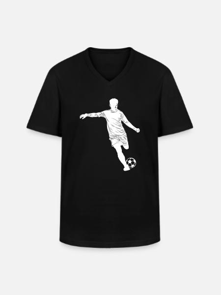 Fußball Silhouette - Männer-T-Shirt mit V-Ausschnitt - Schwarz