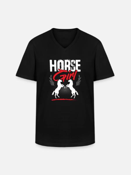 Pferde Mädchen - Männer-T-Shirt mit V-Ausschnitt - Schwarz