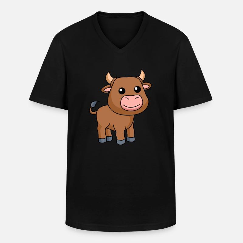 Stier Comic Tier - Männer-T-Shirt mit V-Ausschnitt - Schwarz