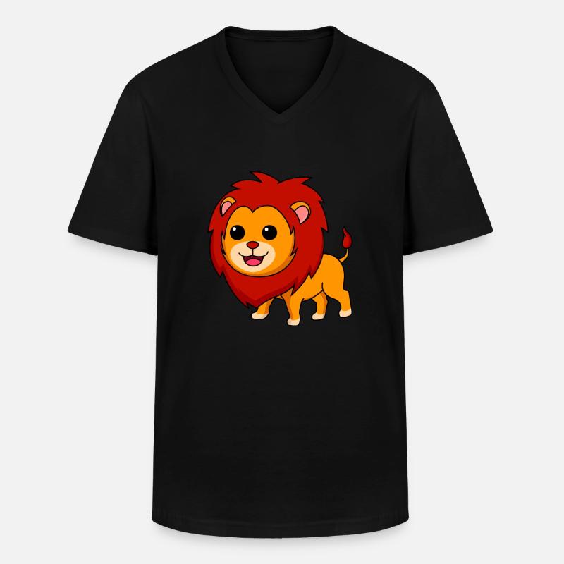 Löwe Comic Tier - Männer-T-Shirt mit V-Ausschnitt - Schwarz