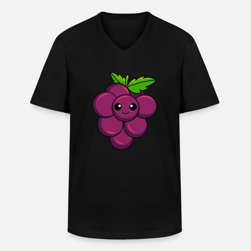 Weintraube Comic - Männer-T-Shirt mit V-Ausschnitt - Schwarz